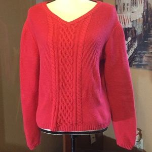 Talbots V neck Cotton cable sweater